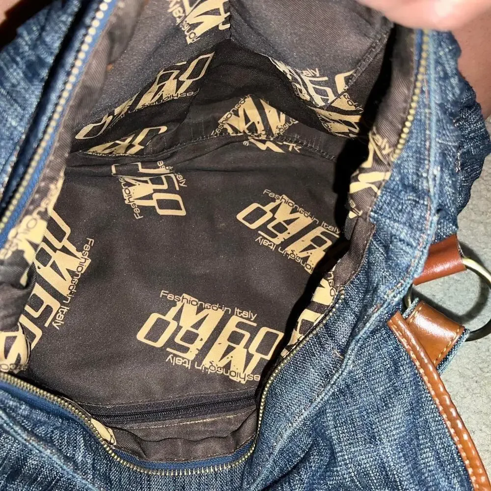 Rare miss sixty ruched denim cross body bag